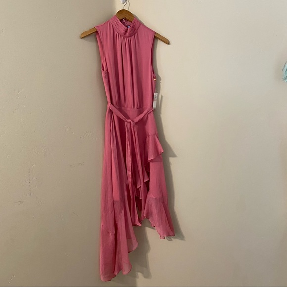 NWT CeCe Sweet Rose Halter Neck Asymmetrical Ruffle Hem Midi Dress 2 - Picture 7 of 16